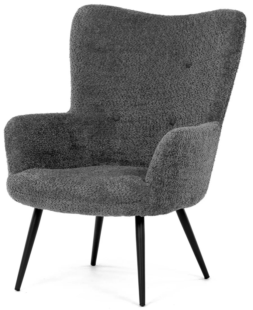 Autronic - Křeslo "ušák", potah šedá látka, nohy černý kov. - AK-W1206 GREY2
