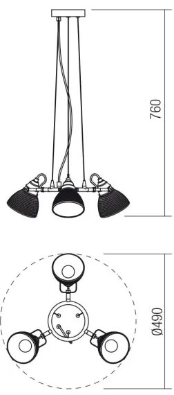 Redo 01-1450 - Luster na lanku RIDGE 3xE27/60W/230V