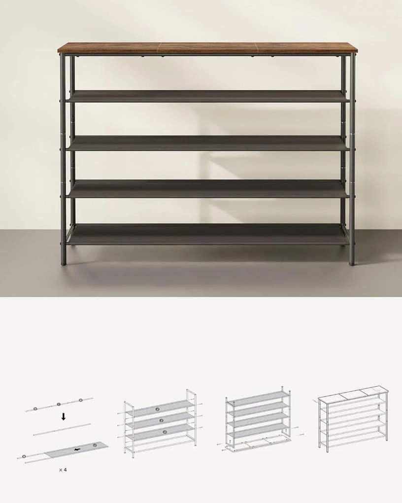Botník Vasagle Kua 120 cm hnedý/čierny
