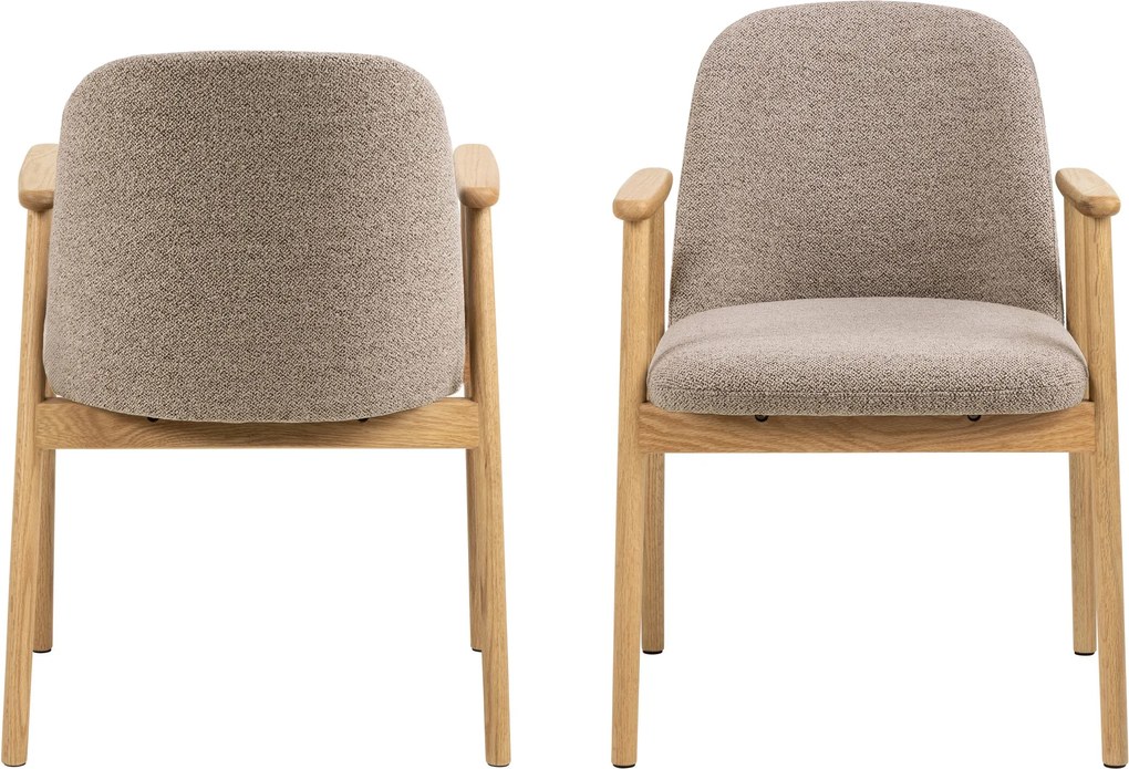 RODERIC Béžová Latte (látka Monza 60) / lakovaná dubová konštrukcia – DREVENÁ STOLIČKA BOUCLÉ RETRO