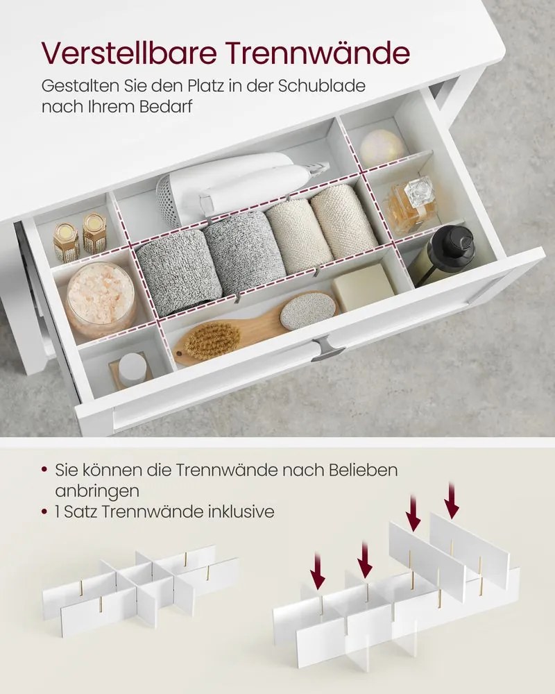 VASAGLE kúpeľňová skrinka s 2 zásuvkami a košíkmi BBC545W02