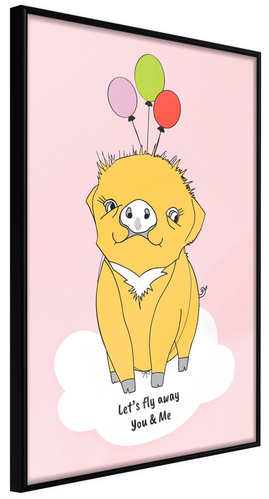 Artgeist Plagát - Soaring Pig [Poster] Veľkosť: 20x30, Verzia: Zlatý rám s passe-partout