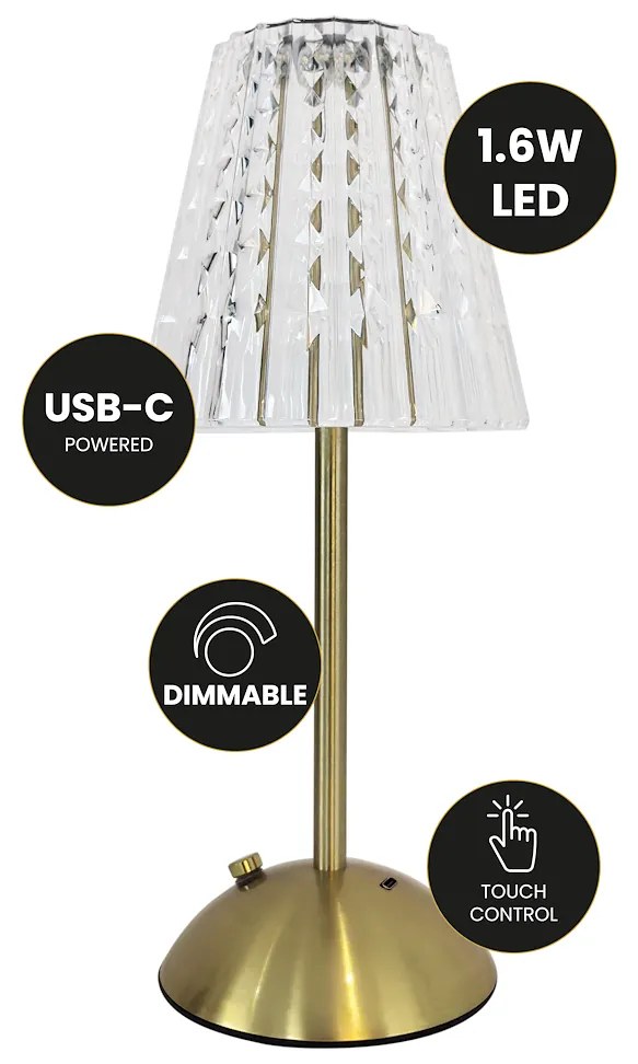 Stolná lampa Elba, 1x transparentné PVC tienidlo, g