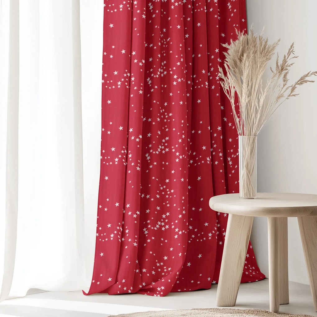 Goldea dekoračný záves valencia - hviezdičky na červenej 140x135 cm