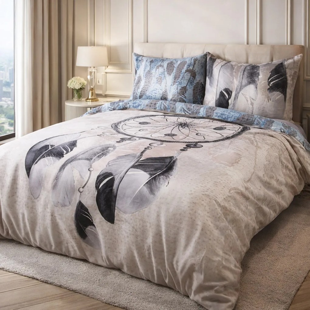 SATÉNOVÉ OBLIEČKY PANEL 160X200 CM, 2KS 70X80 CM VZOROVANÉ