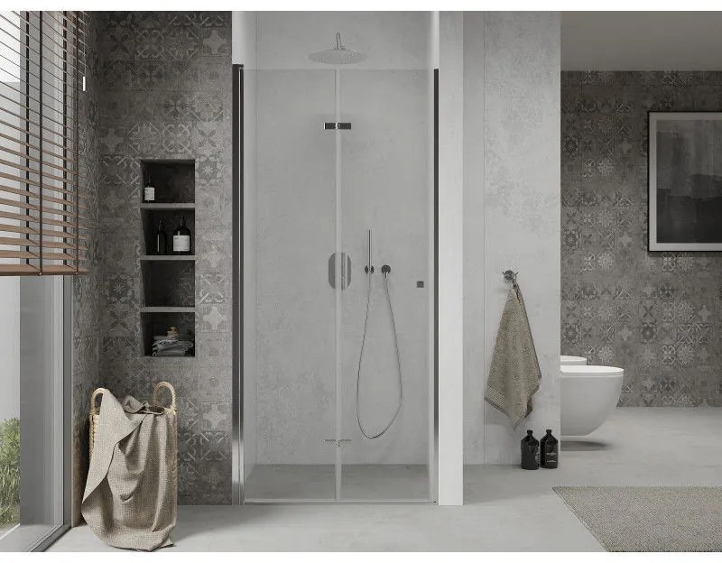 Mexen Lima, skladacie sprchové dvere do otvoru 115 x 190 cm, 6mm číre sklo, chrómový profil, 856-115-000-01-00-D