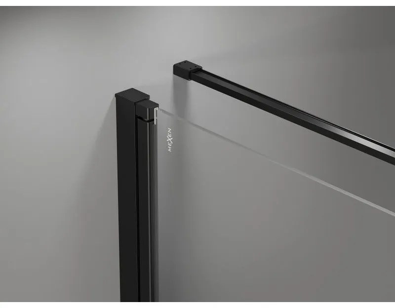 Mexen Mist-B, 1-krídlový výklopný sprchový kút 70 x 110 cm, číre sklo, čierny profil, 8A2T-070-110-70-00
