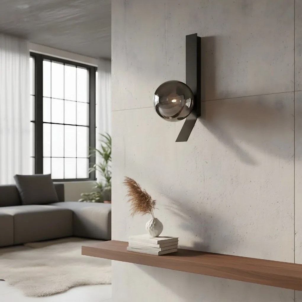 Toolight Toolight, nástenné svietidlo s dymovým sklom, 1xE27, APP1757-1W, čierna, OSW-04318