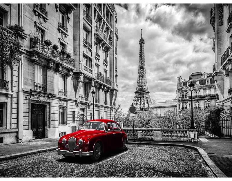 Ceduľa Paríž red car 40 x 30 cm
