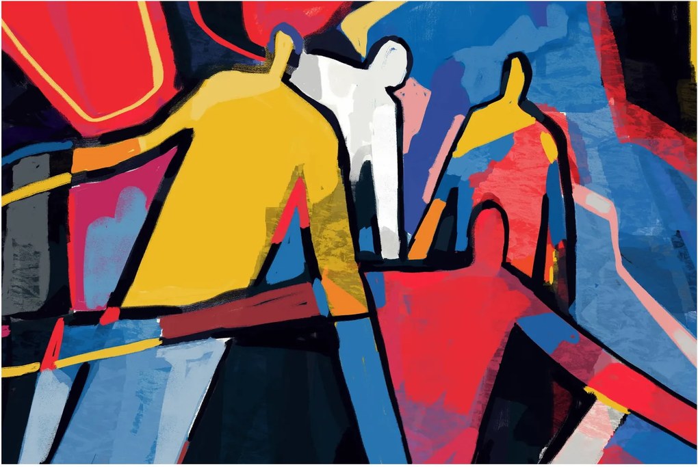 Obraz - Abstrakcia mužov (90x60 cm)