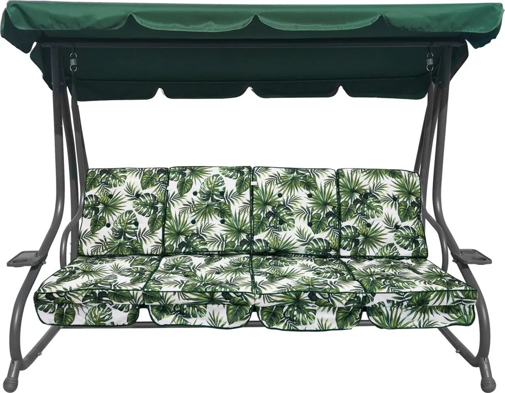 RAMIZ Veľká záhradná hojdačka so strieškou a vankúšmi 2x1 listy