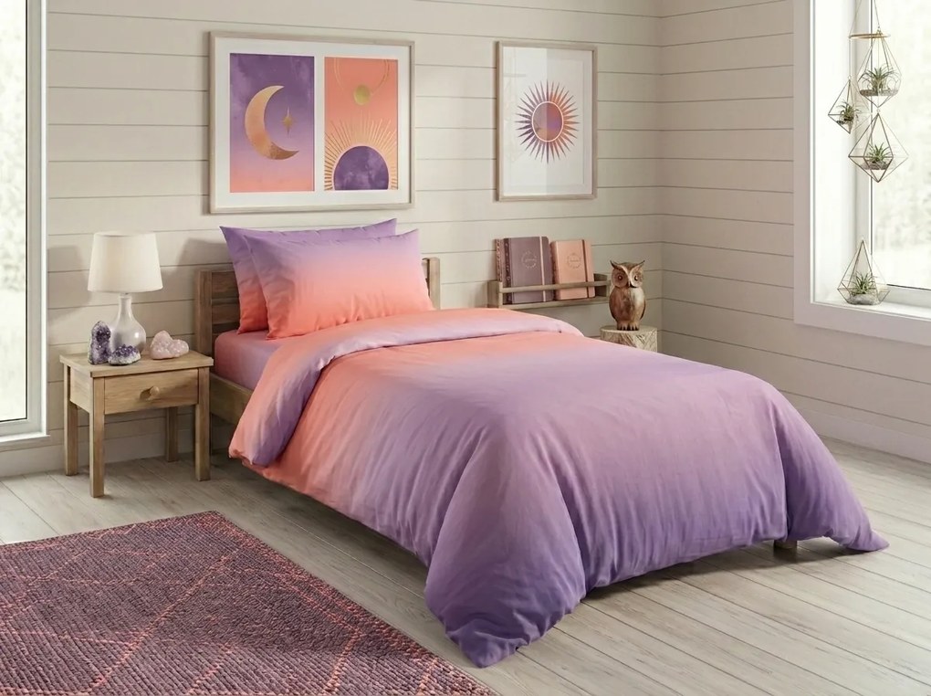Bavlnené obliečky OMBRE fialovo-ružové Rozmer obliečky: 2 ks 70 x 90 cm | 200 x 220 cm