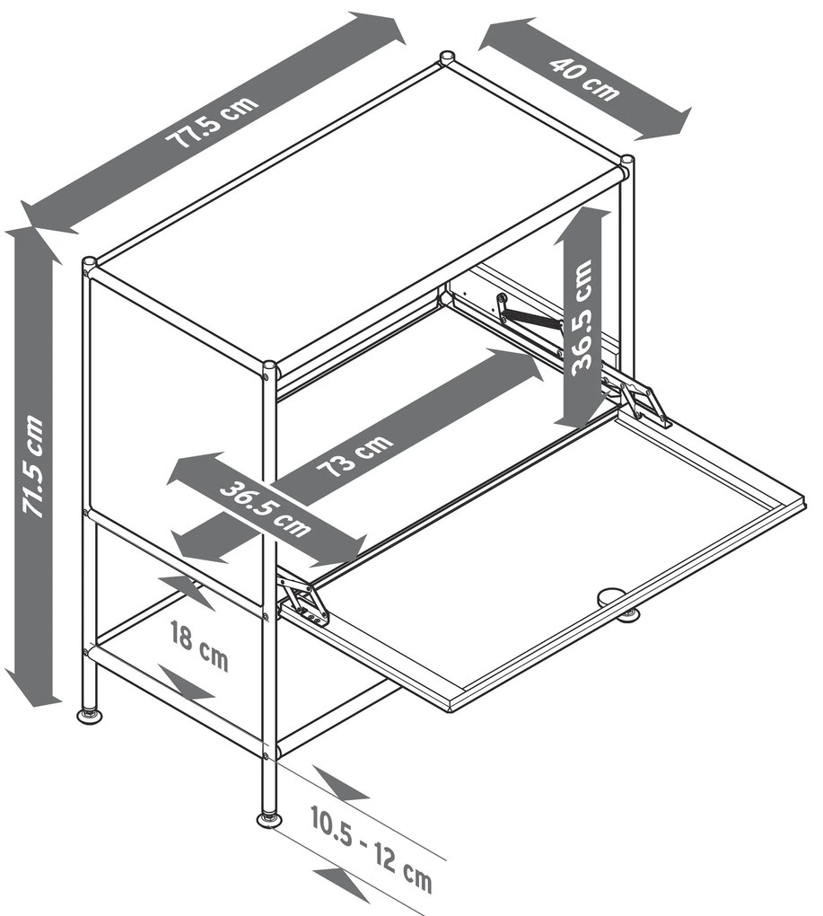 Odkladacia skrinka »CN3« s 1 výklopnými dvierkami, biela