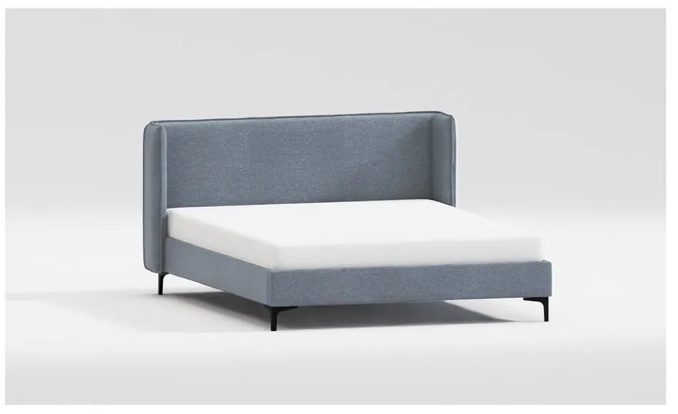 Modrá čalúnená dvojlôžková posteľ s roštom 200x200 cm Basti – Ropez