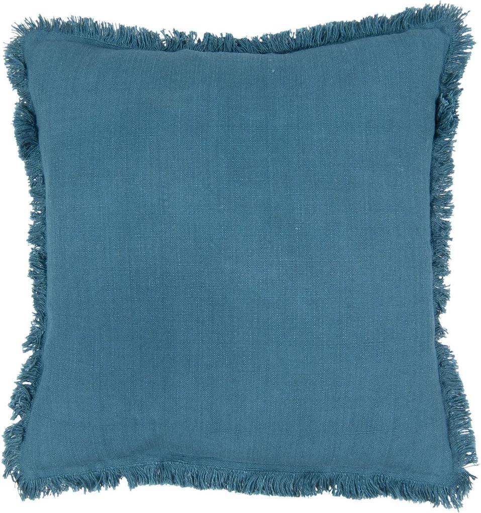 Modrý bavlnený vankúš so strapcami - 45*45 cm