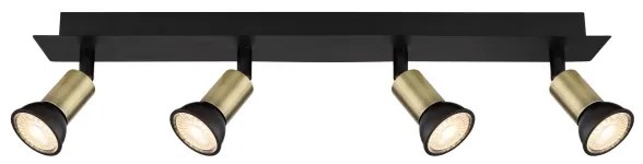 Globo 57998-4B - Bodové svietidlo DREW 4xGU10/35W/230V čierna/mosadz