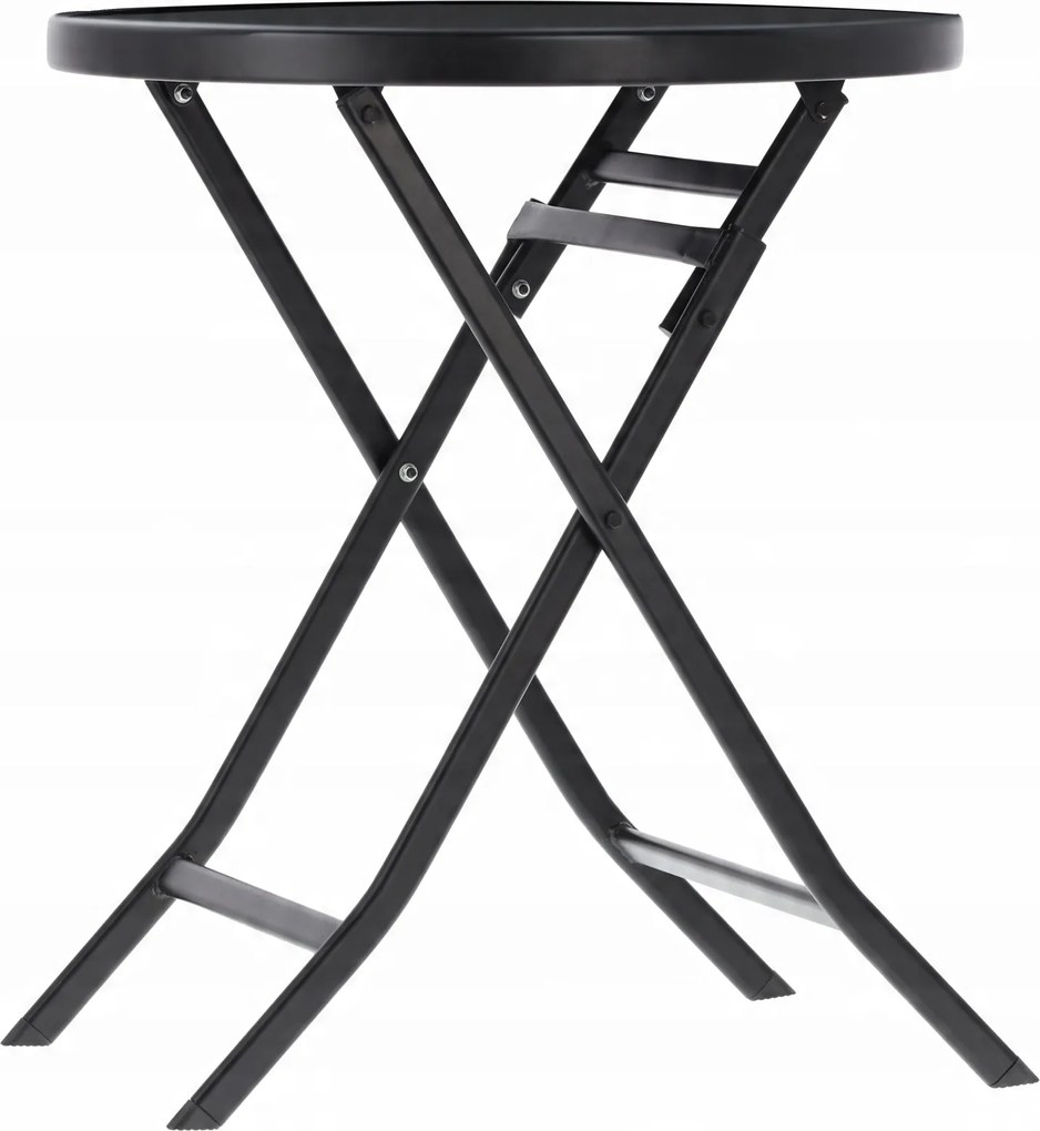 CH Okrúhly skladací stolík Darsy - čierny