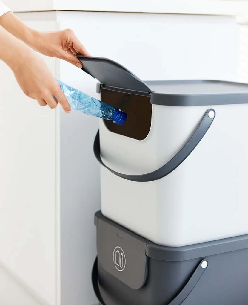 XL - Odpadkový kôš na triedený odpad ALBULA, 40 l, biely/antracit