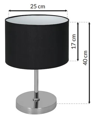 Stolná lampa Casino, 1x čierne textilné tienidlo, ch