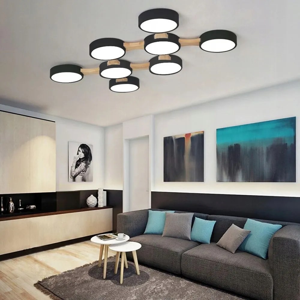 Toolight - LED stropné svietidlo APP525-8C, čierna-hnedá, OSW-08467