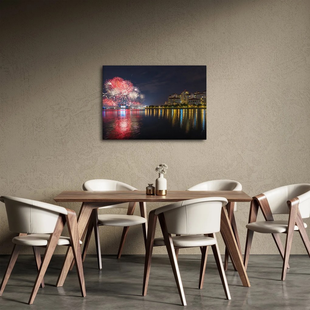 Obraz ohňostroja v Singapure (70x50 cm)