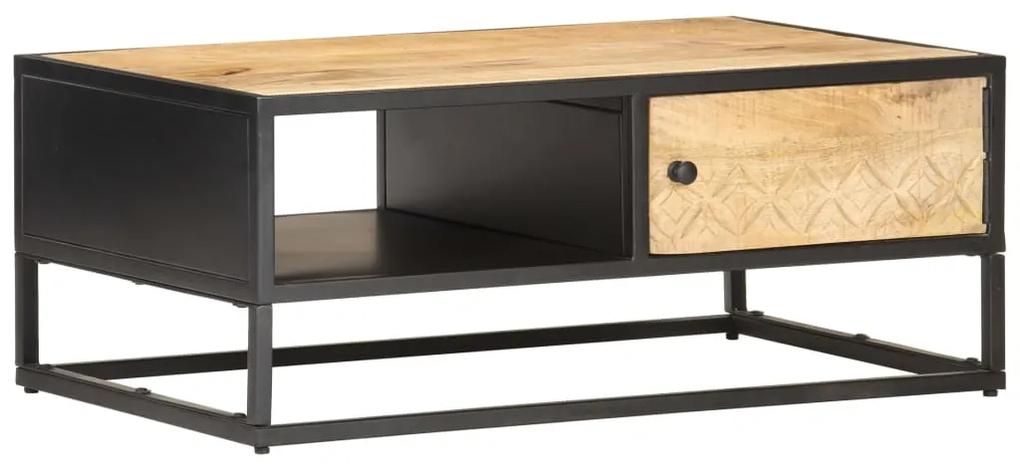 vidaXL Konferenčný stolík s vyrezávanými dvierkami 90x55x36 cm surové mangovníkové drevo