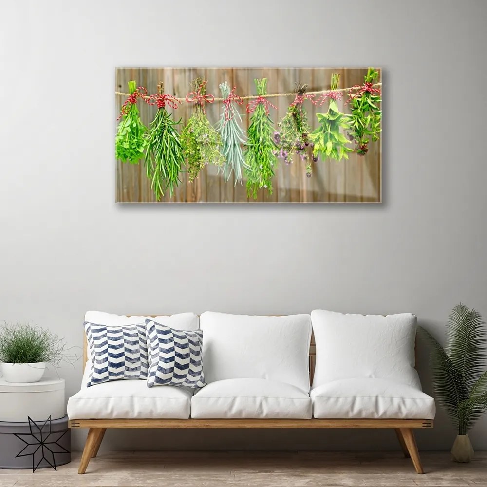 Skleneny obraz Sušené byliny listy príroda 140x70 cm