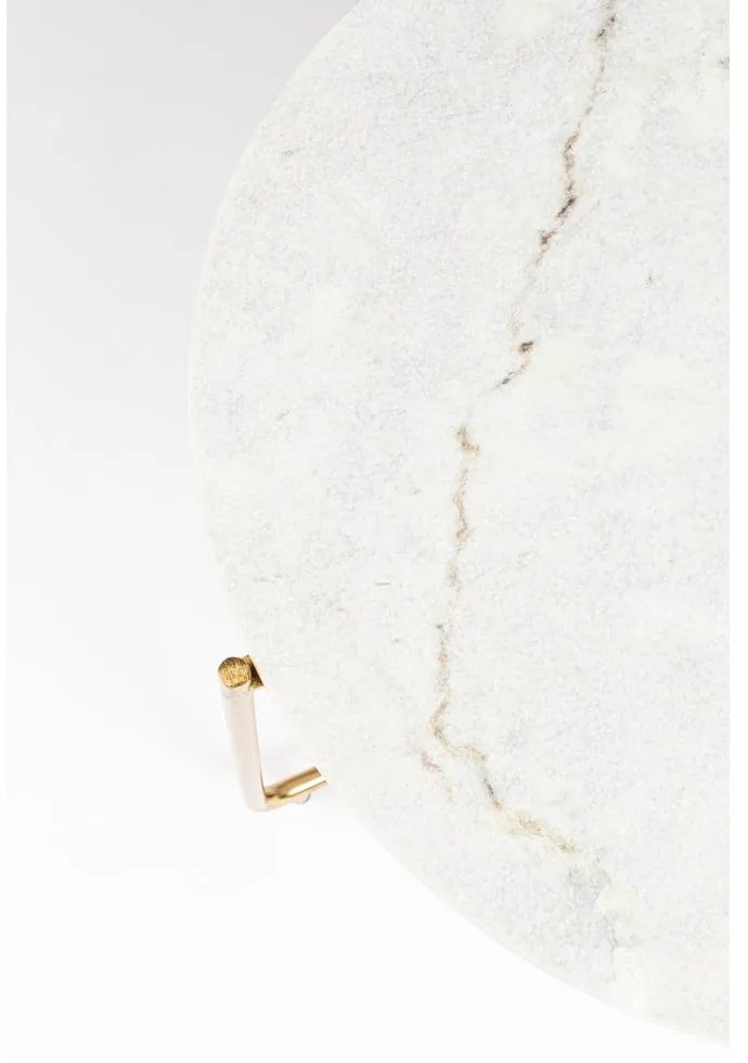 Okrúhly konferenčný stolík s mramorovou doskou v bielo-zlatej farbe ø 70 cm Timpa – White Label