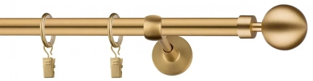 Dekorstudio Garniža jednoradová Guľa MODERN zlatá 19mm Dĺžka: 140cm, Typ uchytenia: Držiak modern, Typ príslušenstva: Krúžky tiché so štipcami