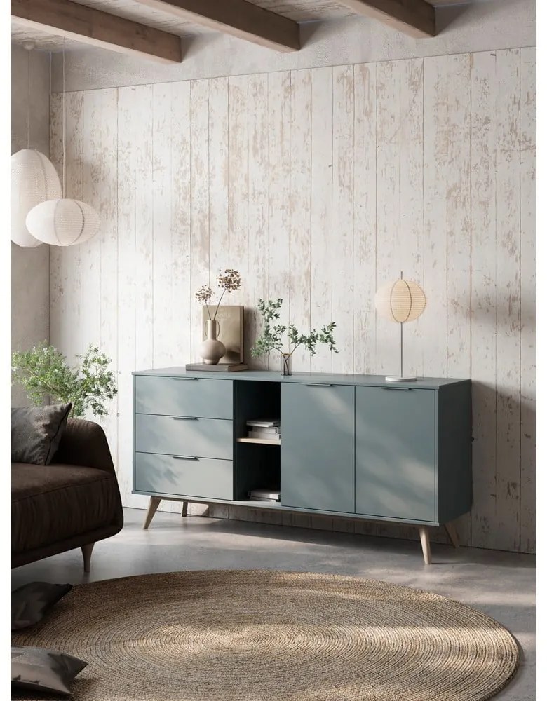 Komoda sivozelená 165x80x40 cm Pisco – Marckeric