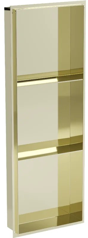 Mexen X-Wall-NR, polička na zapustenie pod obklad bez goliera 90 x 30 cm, zlatá matná, 1951903010S