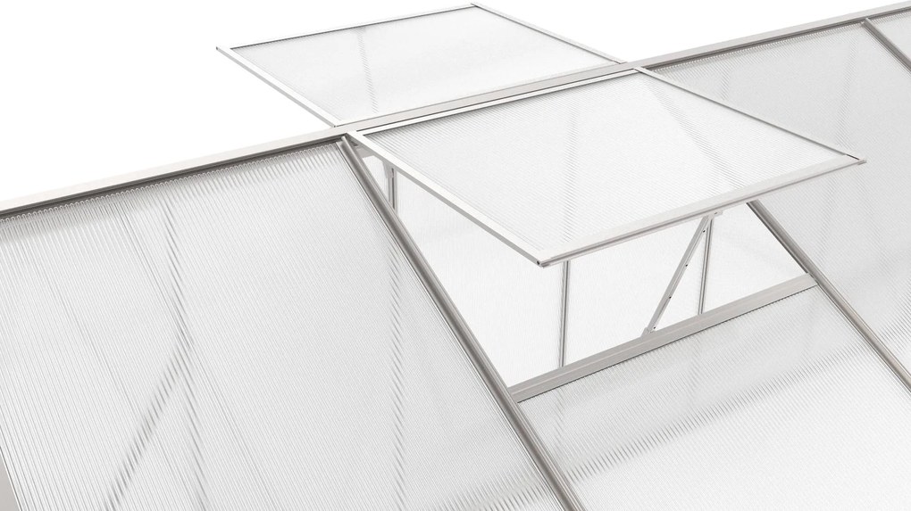 Skleník so základňou BestBerg BBGH‑1206S / 7,05 m² / 371 × 190 × 206 cm / strieborná