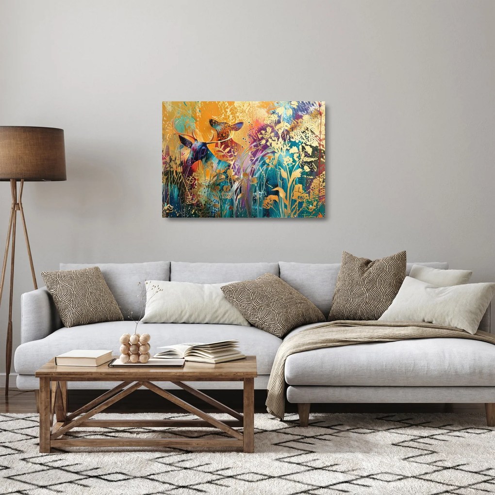 Sklenený obraz - Abstraktná maľba prírody (70x50 cm)