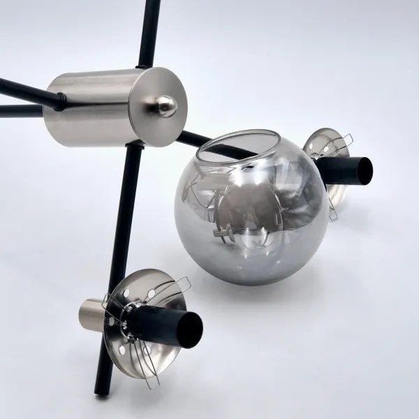 Luster na tyči LILOU 4xE14/5W/230V matný chróm/dymová