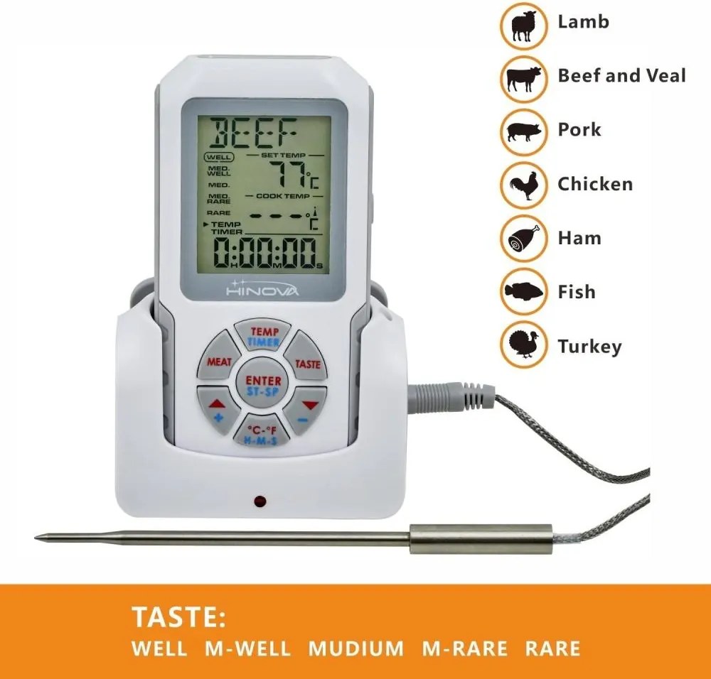 Digitálny teplomer - termosonda HiNOVA - sivý