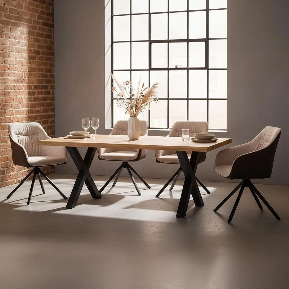 Jedálenský set 4x stoličky + stôl 200 cm AVENBERG NATURAL SWIVEL