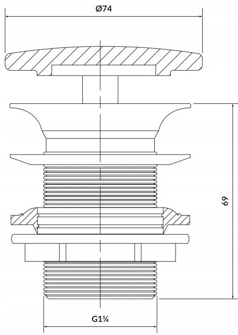 Cersanit Cersanit, keramická kovová zátka typu ClickClack bez prepadu, čierna matná, K11-2362