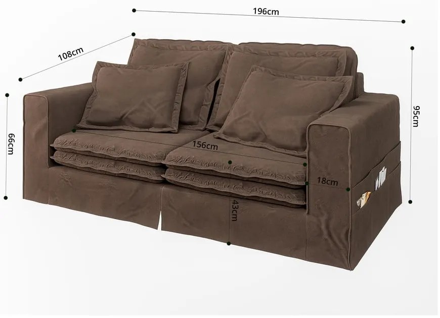 Tmavohnedá pohovka 196 cm Nora – Ropez