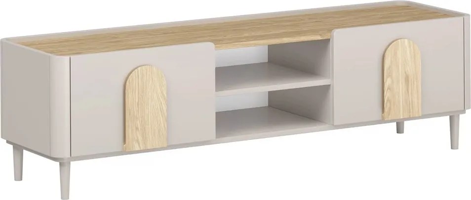 TV stolík Amilio 170 cm na nožičkách - kašmírová / dub olejovaný / dub svetlý