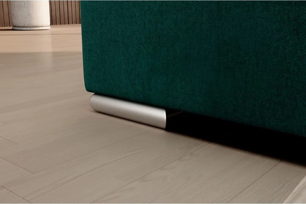 Zelená zamatová rozkladacia/s úložným priestorom rohová pohovka (ľavý roh/do L) Sado – ELTAP