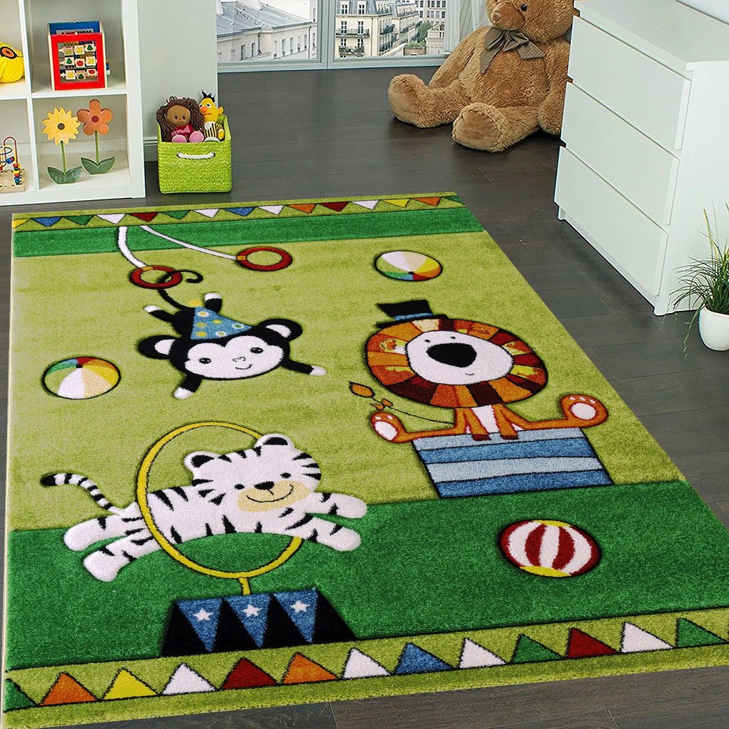 BE Koberec Smart Kids 22316 GREEN – zelený obdĺžnikový Rozmer: 140x190 cm