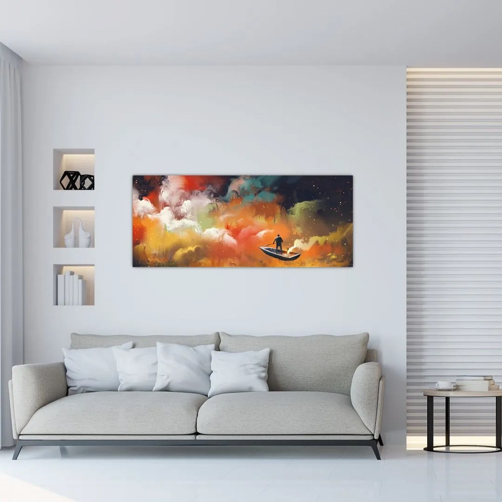 Obraz - Muž plaviace vesmírom (120x50 cm)