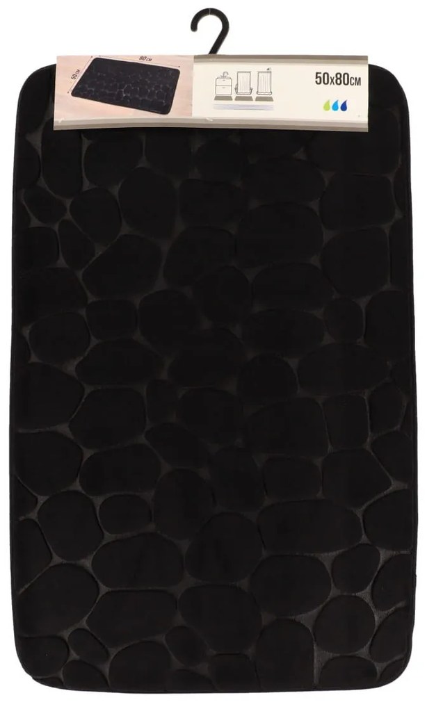 TENDANCE Predložka do kúpeľne Stones, 50x80 cm, čierna