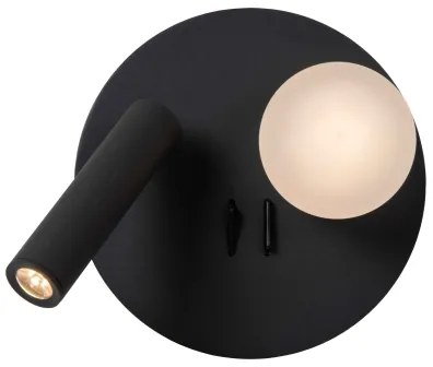 Lucide 77286/02/30 - LED Nástenné svietidlo MATIZ 2xLED/3,5W/230V USB čierna