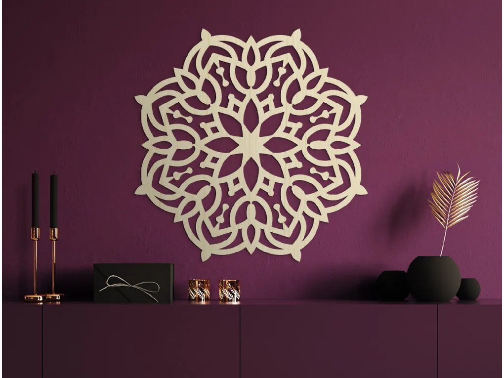 drevko Mandala na stenu Rast Rozmer obrazu: 44,5 x 44,5 cm, Farba dekorácie: Čierna