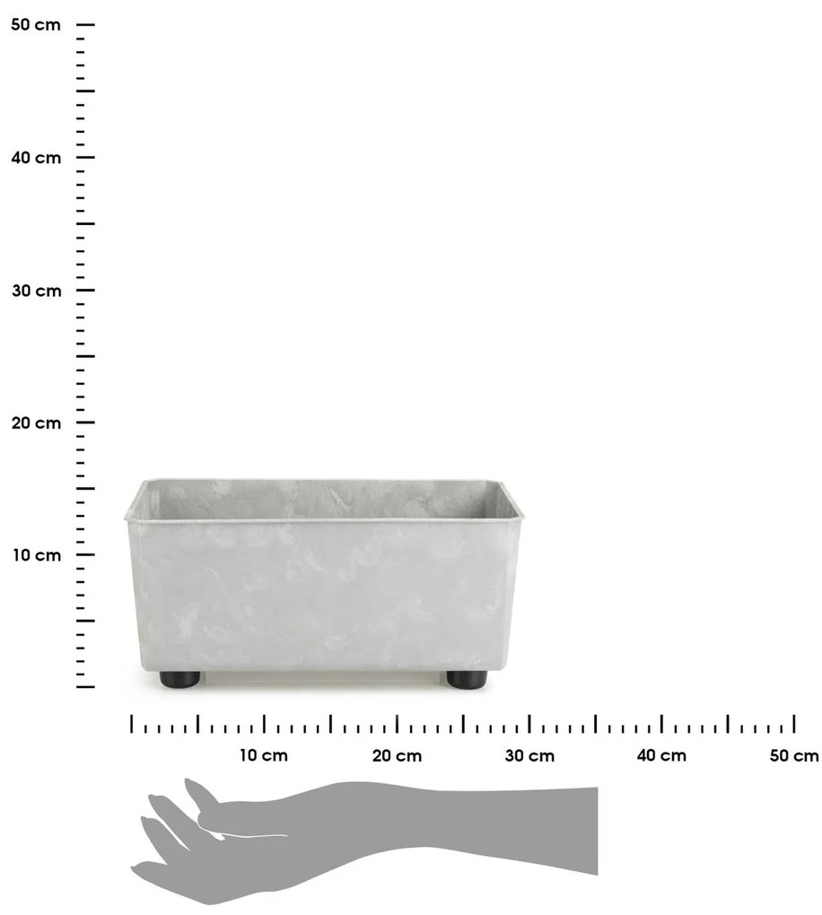 PLASTOVÝ KVETINÁČ SALVIA 28,5X17 CM IMITÁCIA BETÓNU SIVÁ