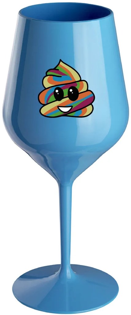 DUHOVÉ VESELÉ EE - modrý nerozbitný pohár na víno 470 ml