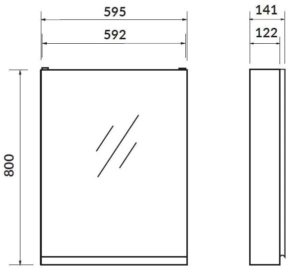 Cersanit - Moduo zrkadlová závesná skrinka 60cm, biela, S929-018