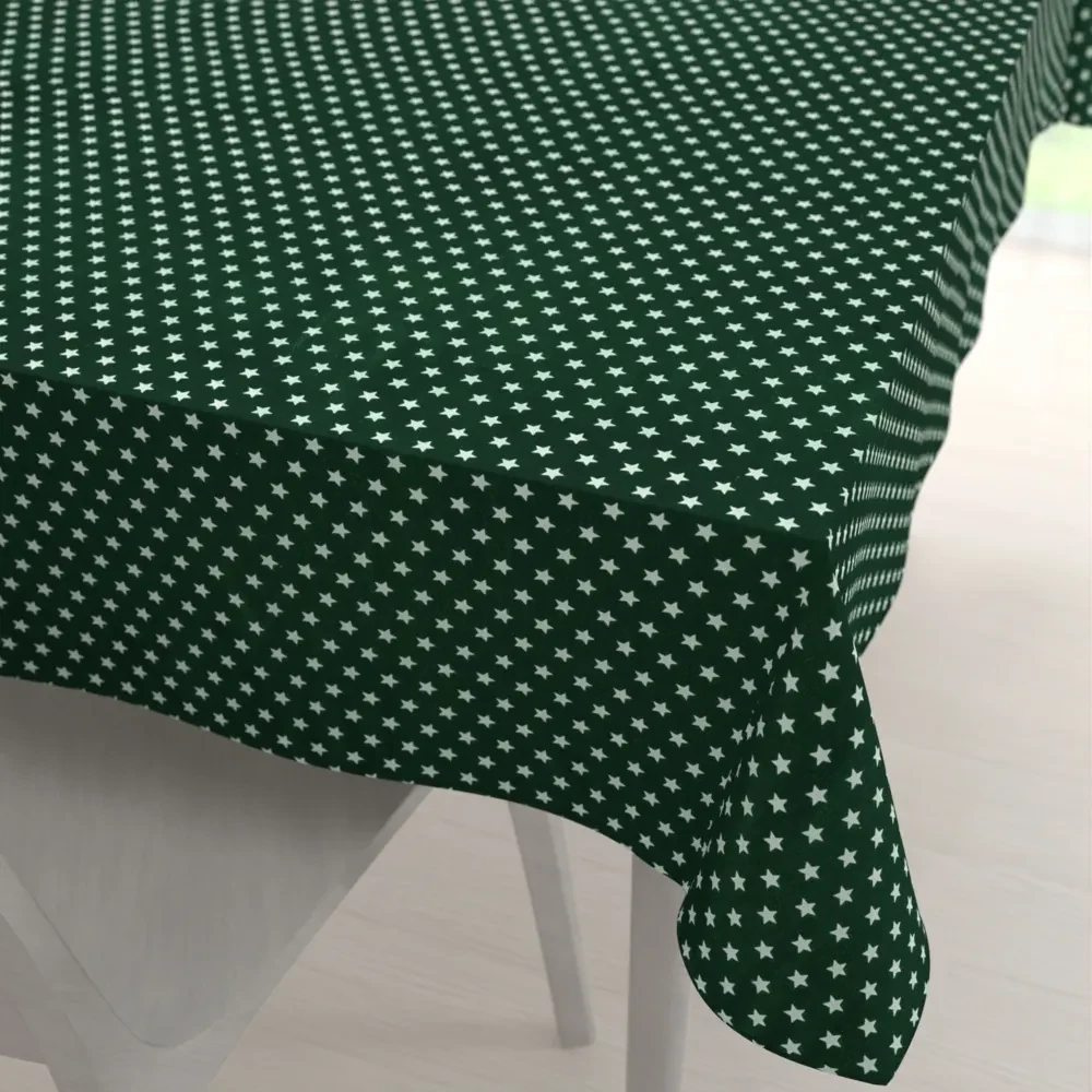 Biante Bavlnený obdĺžnikový obrus Sandra SA-350 Biele hviezdičky na tmavo zelenom 100x140 cm