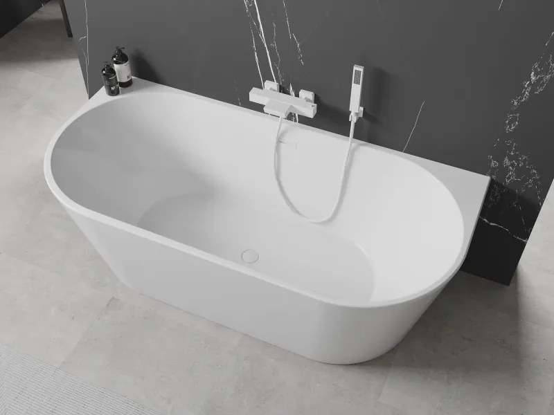 Mexen Oval, voľne stojaca nástenná vaňa 170 x 80 cm, biela, biely prepad, 52671708000-20